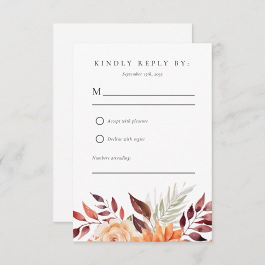 Herfst Herfst Bloemen Boho Bruiloft RSVP (Voorkant / Achterkant)