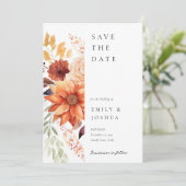 Herfst Herfst Bloemen Boho Bruiloft Save The Date (Staand voorkant)