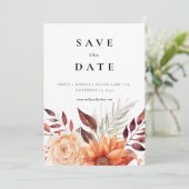 Herfst Herfst Bloemen Boho Bruiloft Save The Date (Staand voorkant)