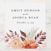 Herfst Herfst Bloemen Boho Bruiloft Wijn Etiket (Enkel label)