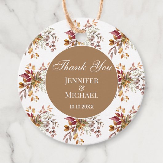 Herfst herfst Bloemen Botanische bruiloft Dank u Bedankjes Labels (Voorkant)