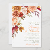 Herfst Herfst Bloemen en Foliage Wedding Kaart (Voorkant)