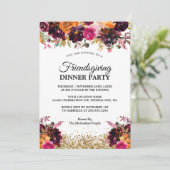 Herfst Herfst Bloemen Goud Glitter Friendsgiving Kaart (Staand voorkant)