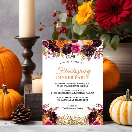 Herfst Herfst Bloemen Goud Glitter Friendsgiving Kaart