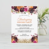 Herfst Herfst Bloemen Gouden Glitter Thanksgiving Kaart (Staand voorkant)