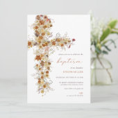 Herfst Herfst Bloemen Kruisdoop Uitnodiging (Staand voorkant)