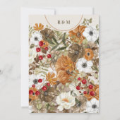  Herfst Herfst Bloemen Monogram Huwelijk Kaart (Achterkant)