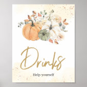 Herfst Herfst Bloemen Pompoen Baby shower Drinken Poster (Voorkant)
