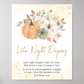Herfst Herfst Bloemen Pompoen Late Night Luiers Poster (Voorkant)