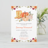 Herfst Herfst Bloemen Pompoenen Laarzen Baby showe Kaart (Staand voorkant)