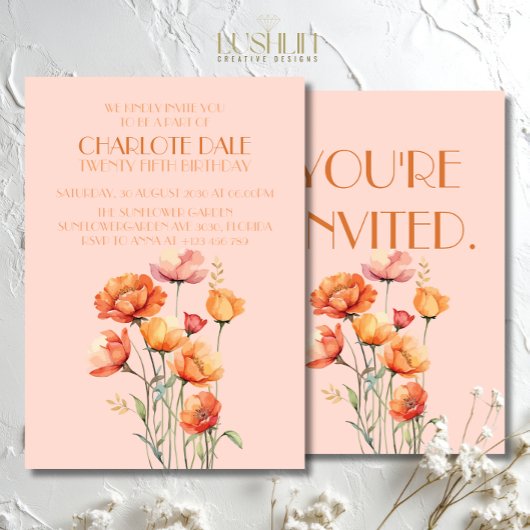 Herfst/Herfst Bloemen Rustiek Verjaardagsfeest Kaart