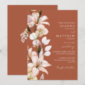 Herfst Herfst Bloemen Terracotta Monogram Bruiloft Kaart (Voorkant / Achterkant)