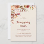 Herfst Herfst Bloemen Thanksgiving Diner Kaart (Voorkant)