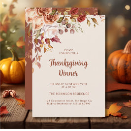 Herfst Herfst Bloemen Thanksgiving Diner Kaart