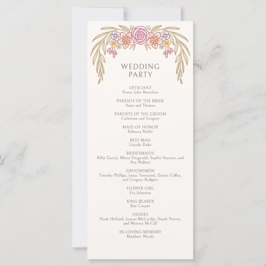 Herfst Herfst Bloemen Trouwprogramma (Achterkant)