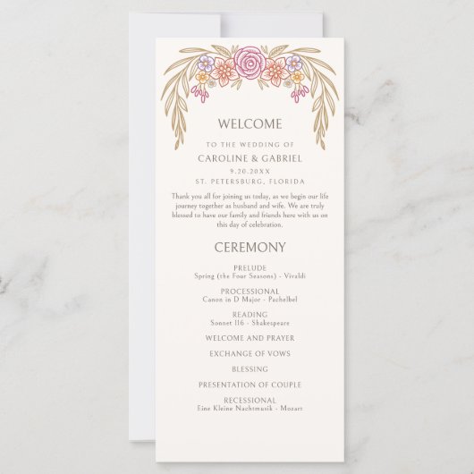 Herfst Herfst Bloemen Trouwprogramma (Voorkant)