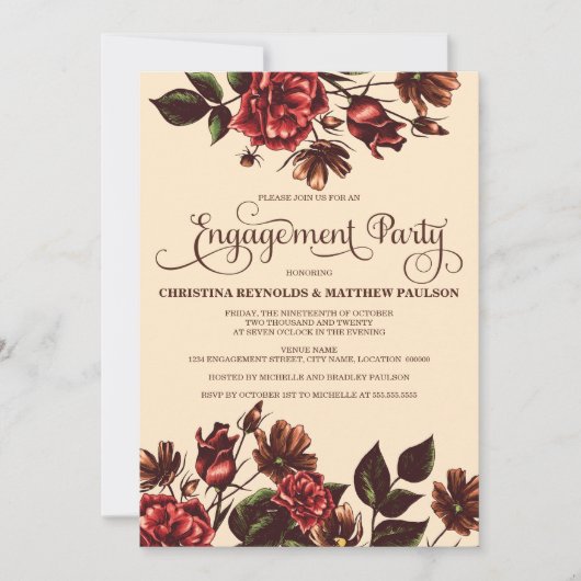 Herfst Herfst Bloemen Verlovingsfeest Kaart (Voorkant)