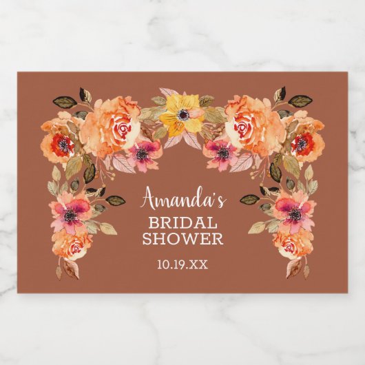 Herfst Herfst Bloemen Vrijgezellenfeest Mini Sparkling Wijnetiket (Enkel label)