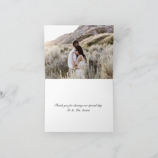 Herfst Herfst Bloemen Waterverf Bruiloft Foto Bedankkaart (Binnen)