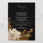 Herfst Herfst Bloemen Zwart Bruiloft Route Programmakaart (Achterkant)