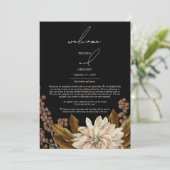 Herfst Herfst Bloemen Zwart Bruiloft Route Programmakaart (Staand voorkant)