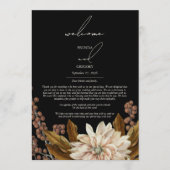 Herfst Herfst Bloemen Zwart Bruiloft Route Programmakaart (Voorkant)