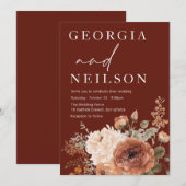 Herfst herfst bloemenmoderne bruiloft kaart (Voorkant / Achterkant)