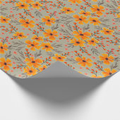 Herfst Herfst Bloemenpatroon Salie Groen Cadeaupapier (Hoek)