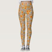 Herfst Herfst Bloemenpatroon Salie Groen Leggings (Voorkant)
