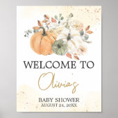 Herfst Herfst Bloemenpompoen Baby shower Welkom Poster (Voorkant)