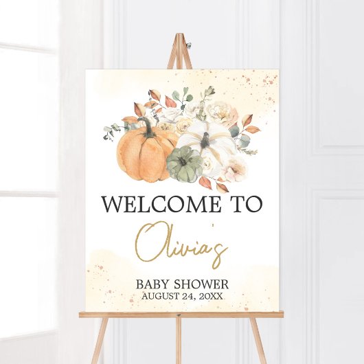 Herfst Herfst Bloemenpompoen Baby shower Welkom Poster