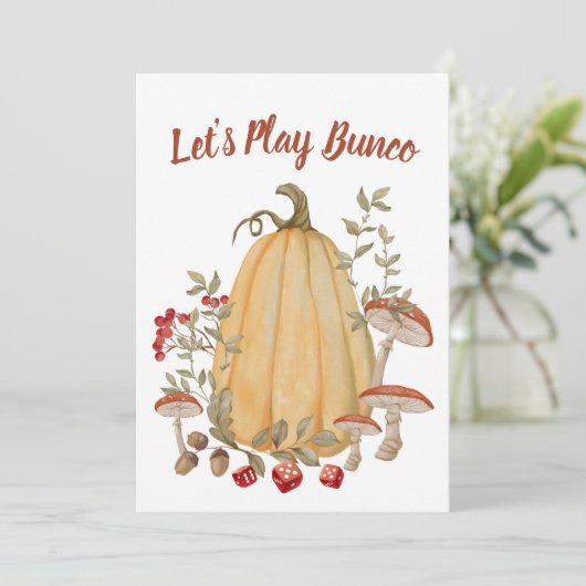 Herfst herfst bloemenpompoen bunco kaart (Staand voorkant)