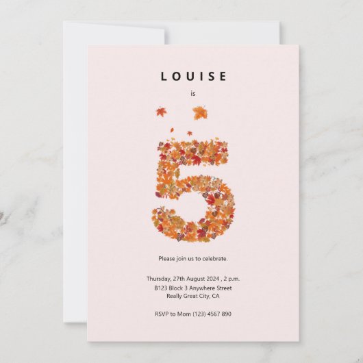 Herfst Herfst Bloementuin 5e Verjaardag Esthetisch Kaart (Voorkant)