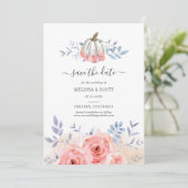 Herfst herfst Blush Roses Pumpkin Floral Save The Date (Staand voorkant)