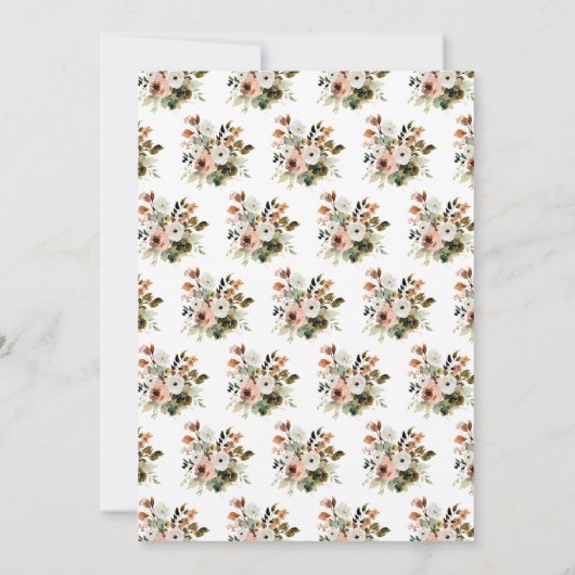 Herfst Herfst Blush Roze Bloemen en Foliage Weddin Kaart (Achterkant)