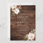 Herfst herfst Boheemse bloemen rustieke houten bru Kaart (Voorkant)