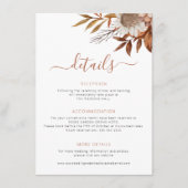 Herfst herfst boho bladeren bruiloft details informatiekaartje (Voorkant)