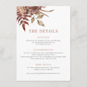 Herfst herfst boho bloemenbruiloft details informatiekaartje (Voorkant)