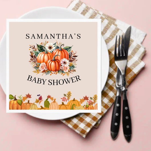Herfst Herfst Boho Pompoen Bloemen Baby shower Ser Servet