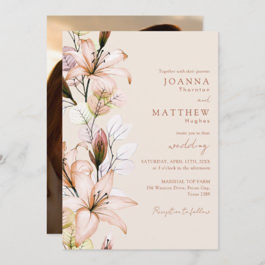 Herfst Herfst Boho rustiek Bloemen Foto Bruiloft Kaart (Voorkant / Achterkant)