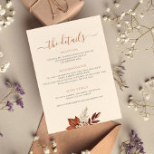 Herfst herfst boho verlaat trouwdetails ivoor informatiekaartje