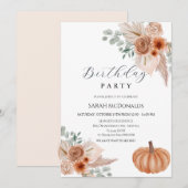 Herfst Herfst Boho Vrouw Verjaardagsuitnodiging Kaart (Voorkant / Achterkant)