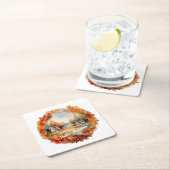 Herfst herfst Boho Waterverf pompoen huisje Kartonnen Onderzetters (Insitu)