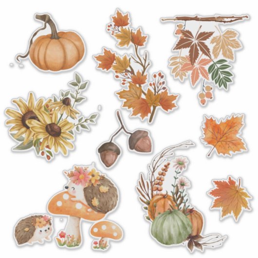 Herfst Herfst Boho Waterverf Scrapbook Stickers (Voorkant)
