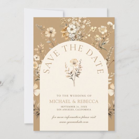 Herfst herfst Boho Wildflower bruiloft foto Save The Date (Voorkant)