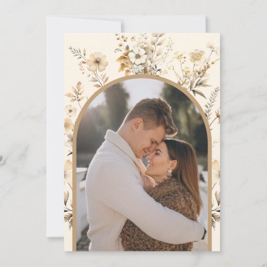 Herfst herfst Boho Wildflower bruiloft foto Save The Date (Achterkant)