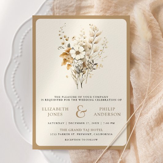 Herfst Herfst Boho Wildflower Foto QR Code Bruilof Kaart