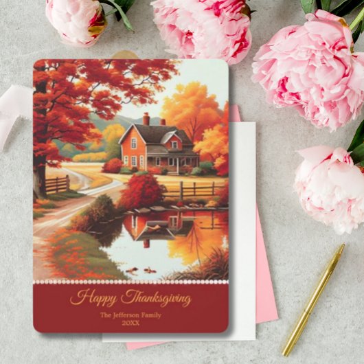 Herfst Herfst Bomen Scenary Landschap Thanksgiving Feestdagenkaart