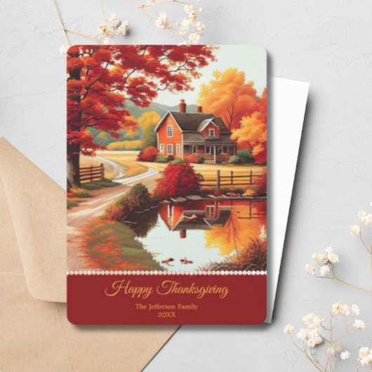 Herfst Herfst Bomen Scenary Landschap Thanksgiving Feestdagenkaart