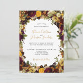 Herfst herfst bordeauxrood bloemenrustiek chique b kaart (Staand voorkant)